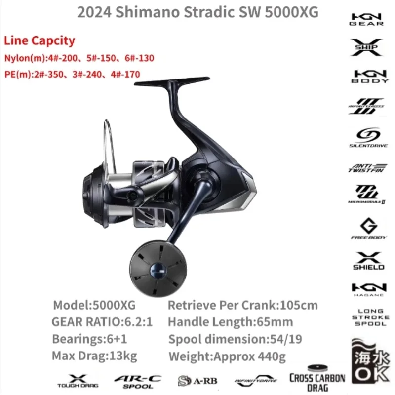 SHIMANO STRADIC SW10000HG 新品 SHIMANO 2024 STRADIC SW Fishing Reel Spinning Reel 4000 5000 6000