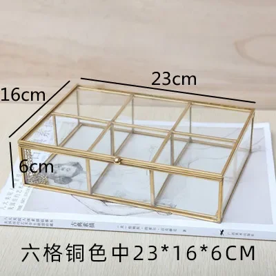 투명 유리 보석 상자 직사각형 저장 상자 보석 디스플레이 멀티 그리드 주최자 화장품 트레이