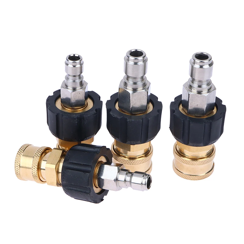 Pressure Washer Adapter Kit Pressure Washer Adapter Quick Connect Adapter High Pressure Washer Accessories Pressure Washer Quick Connect Fittings M22 14/15mm to 1/4 3/8 Inch Pressure Washer Hose & Gun Adapter Max 4500 PSI