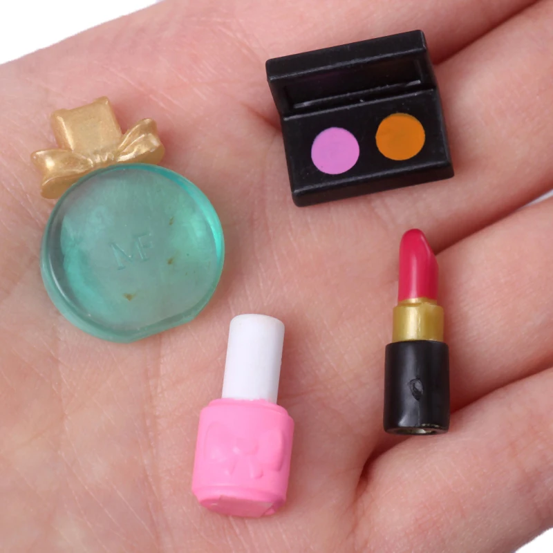 1Set 1:12 Dollhouse Miniature Cosmetic Lipstick Nail Polish Eye Shadow Perfume Makeup Scene Decor Doll House Accessories fashion luxury leather storage living bedroom desktop cosmetics lipstick keys sundries accessories stationery storage tray