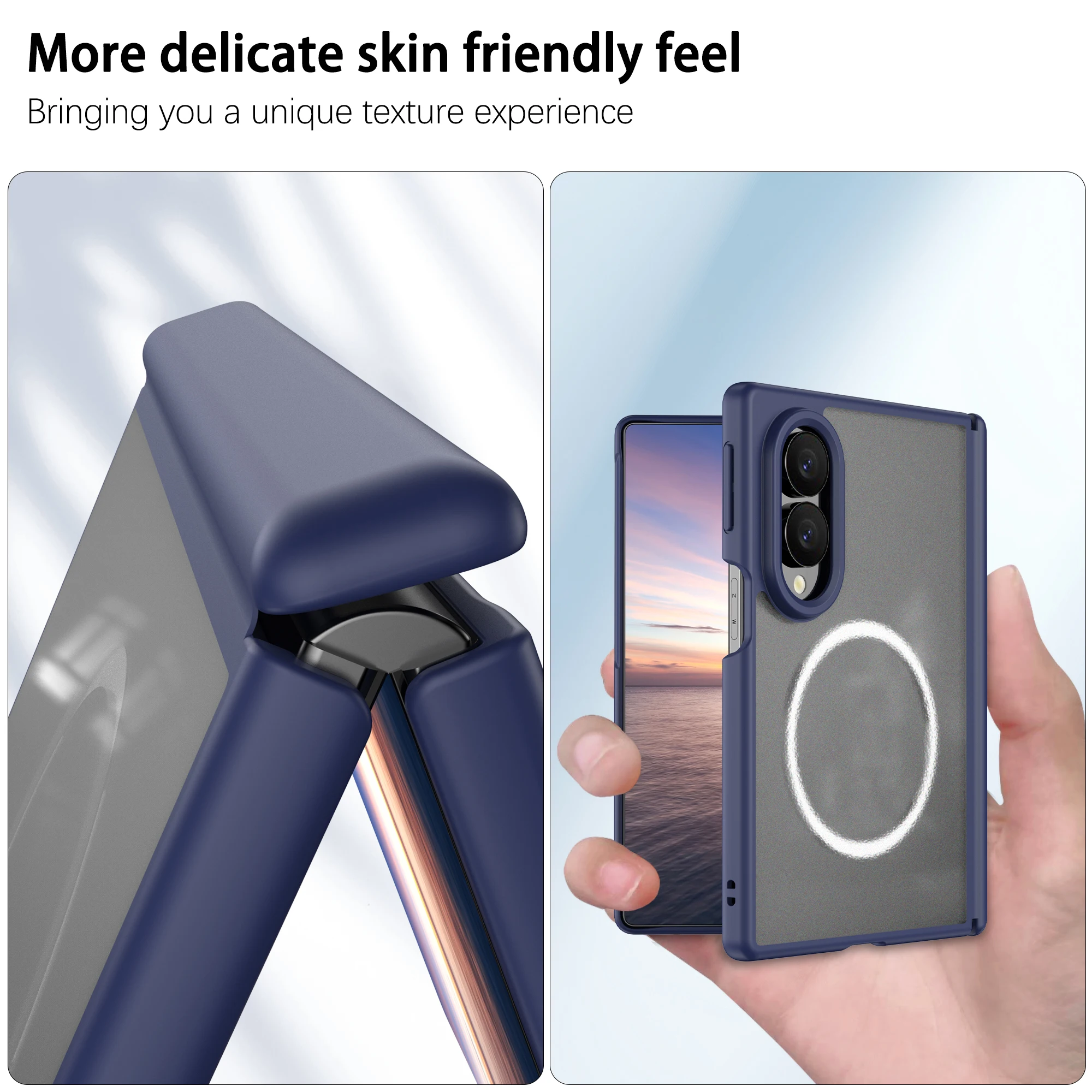 Magnetic Case with Built-in Tempered Glass Screen Protector and Hinge Guard in Matte Acrylic Finish