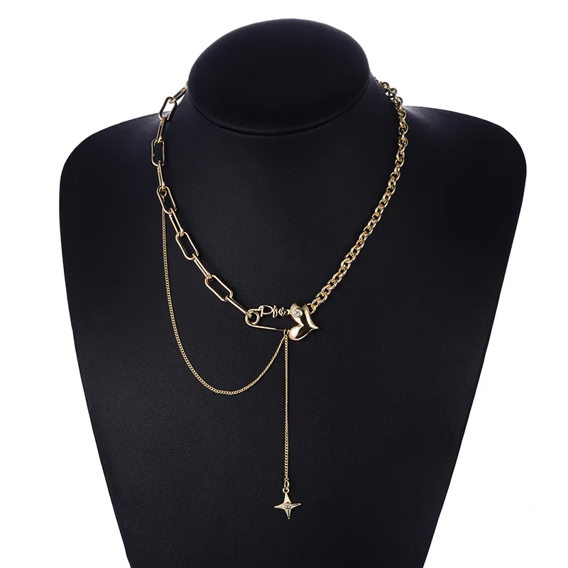 

Shineland 2023 Punk Irregular Chain Choker Necklace For Women Star Heart Pendant Party Gift Collares Jewelry New Fashion