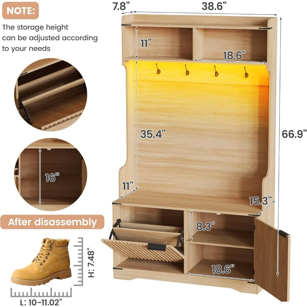 5-in-1 Hall Tree with Bench 2