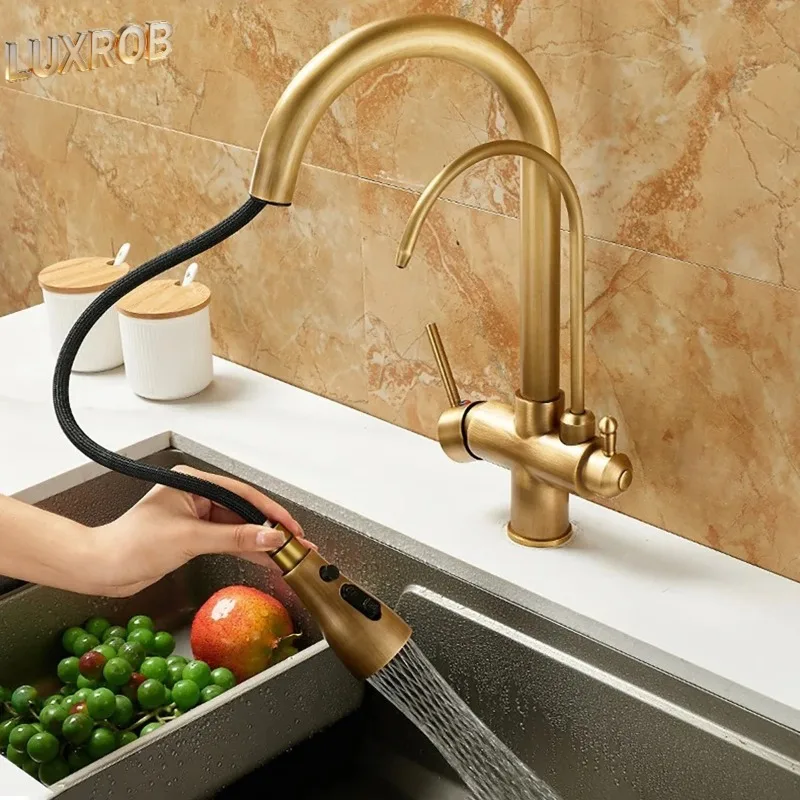 Antique Bronze Articulated Kitchen Sink Faucet Image 11