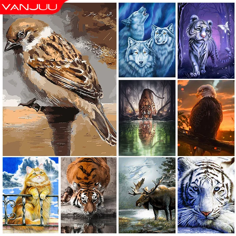 

DIY Animal Diamond Painting 5D Wolf Bird Tiger Daimond Embroidery Rhinestone Picture Cross Stitch Kit Mosaic Handcraft Gift