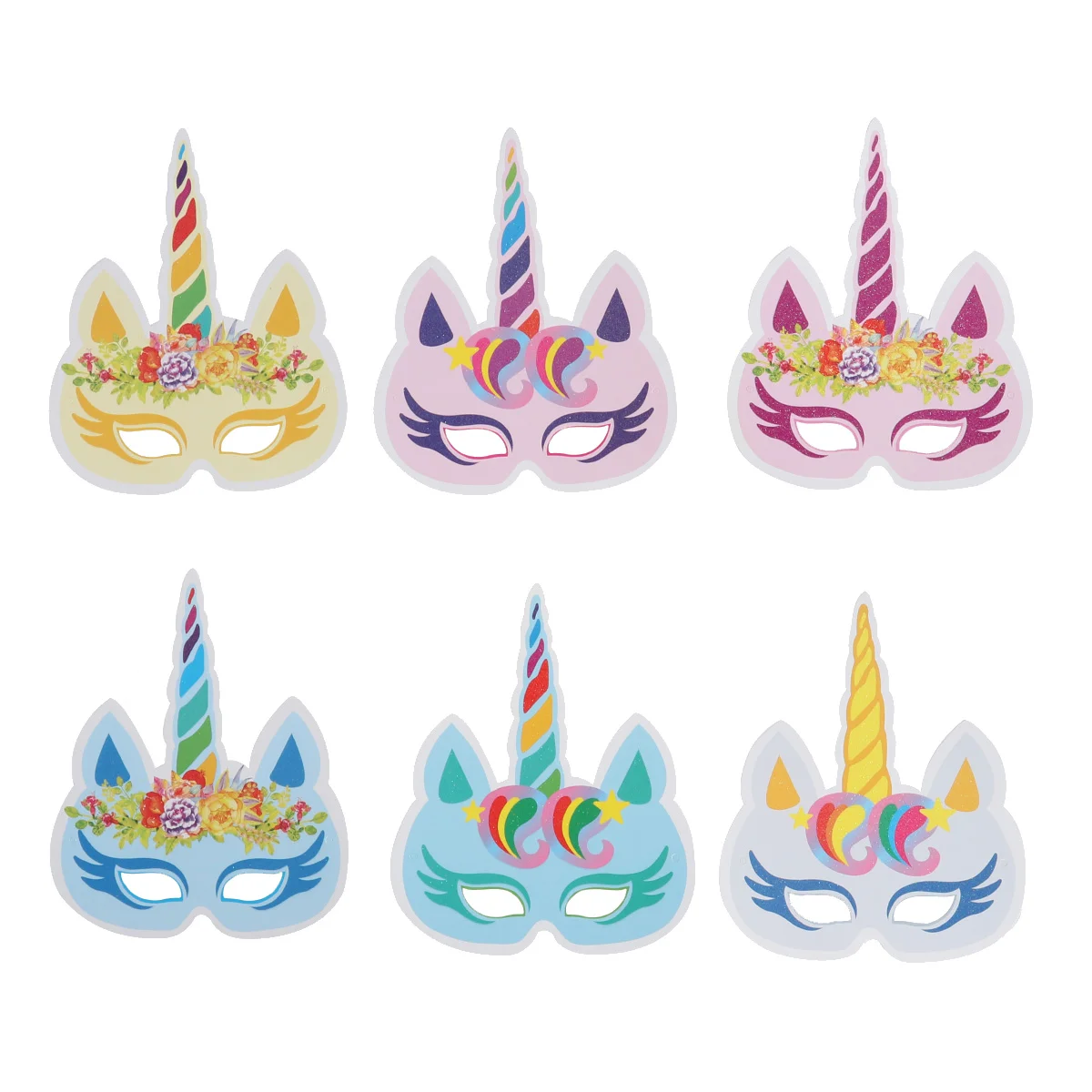 6pcs Birthday Party Colorful Unicorn Mask Party Supplies Decoration for Kids and Adults (6 Styles) unicorn eye mask