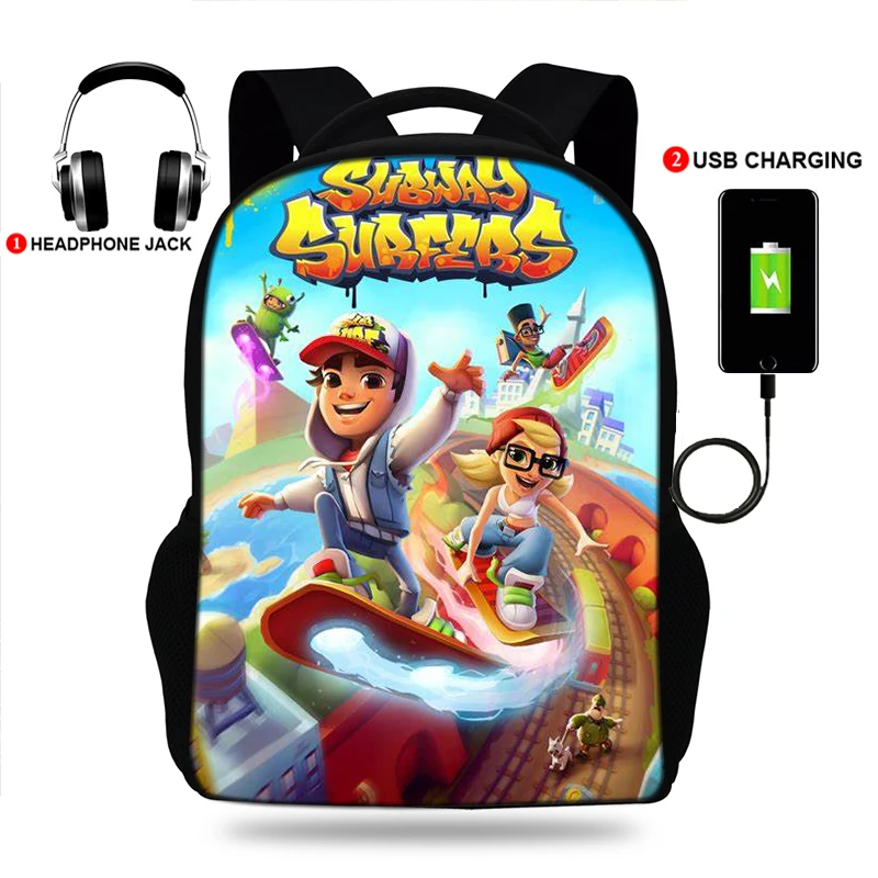 17 polegada subway surfers jogo meninas & meninos mochila oxford