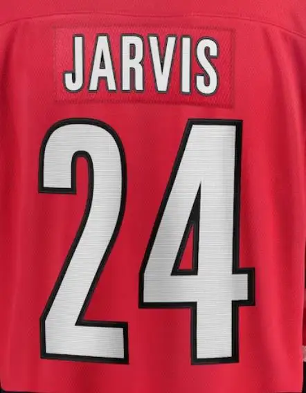 Maillot de hockey de Caroline cousu, nom n ° 20 Sebastian Aho 24 Seth Jarvis, haute qualité, vente en gros