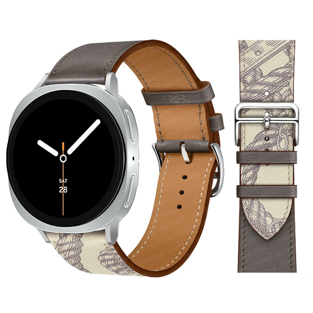 Premium Synthetic Leather Strap for Smartwatch - Elegant Bracelet with Connector