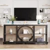 70.9 inch Sofa Console Table, Extra Long Narrow Entryway Tables with 3 Tier Wood Storage Shelves Metal Frame Black  Gray 3