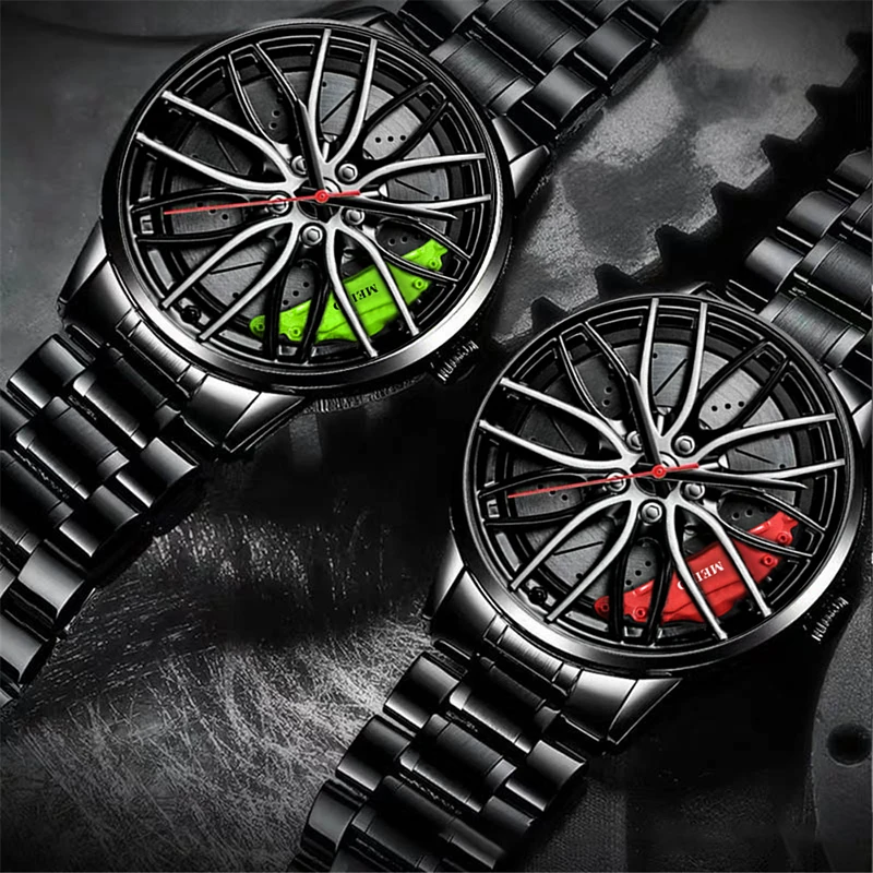 Fashion Mens Luxury Watches Sports Car Watches Sport Rim Hub Wheel Wristwatch Car Quartz Men's Watches Creative Watch 2