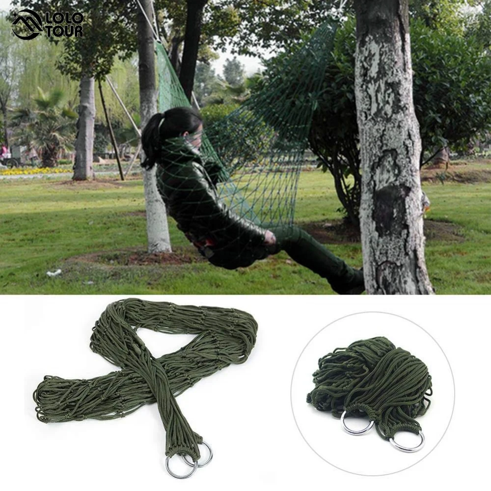 Outdoor Sport Hammock Outdoor Sport Single Camping Hammock Net Mesh Nylon Rope with Hooks for Garden Beach Yard Travel Backyard