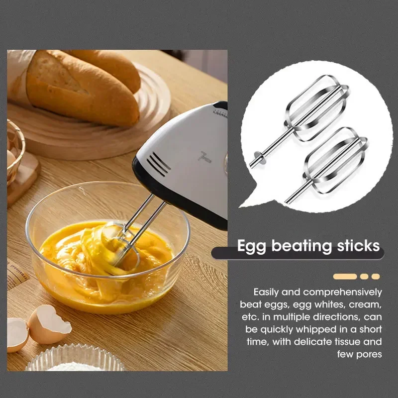Handheld Electric Egg Beater, Household Automatic Mixer, Handheld Food Cake Bread Baking Dough Mixer, 7-speed Cream Blender