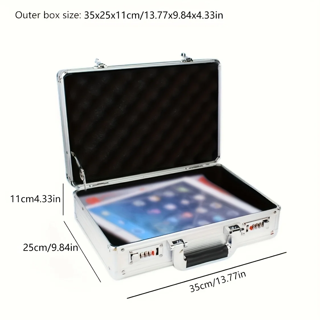 Portable Password Toolbox Aluminum Alloy Safety Equipment Storage Case with Sponge Precision Instrument Fall Protection Box 4