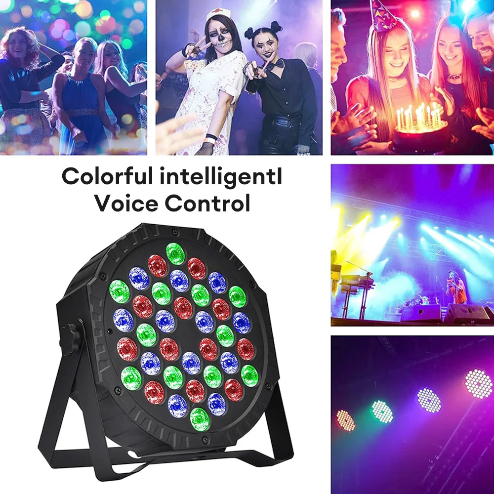 LED Light 36 LED RGB DMX512 Flat Stage Par Light Effect DJ Disco Party Wedding Holiday Bar Club Decoration Show Sound Activated Lamp