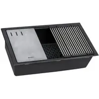 Black Granite Composite Workstation Kitchen Sink with Ledgefit Accessories & Slope-Bottom Design Undermount Installation 33-inch 1