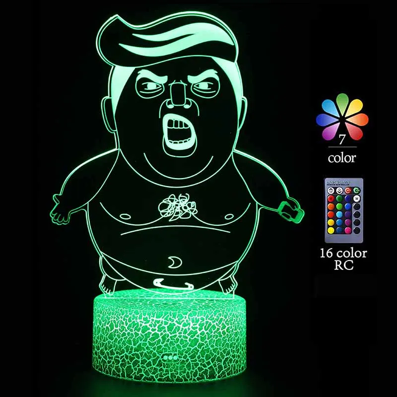 

Cute Baby Donald Trump LED Night Light Table Lamp Cartoon Funny US Presidential Election 3D Decorations Lights USB Bedside Lamps