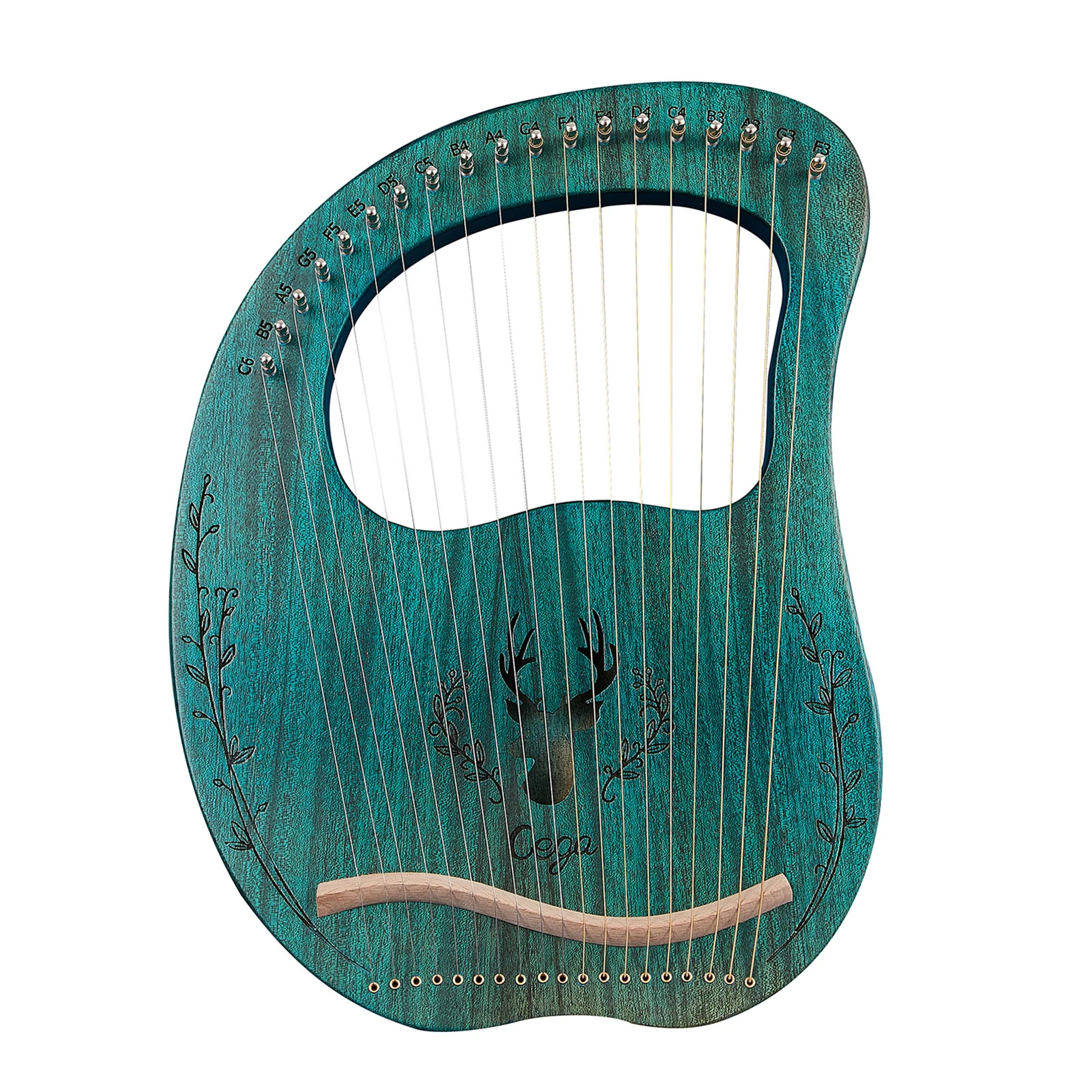 19-String Wooden Lyre Harp Resonance Box String Instrument with Tuning Wrench 3pcs Picks Sticker Extra Set of Strings Instrument