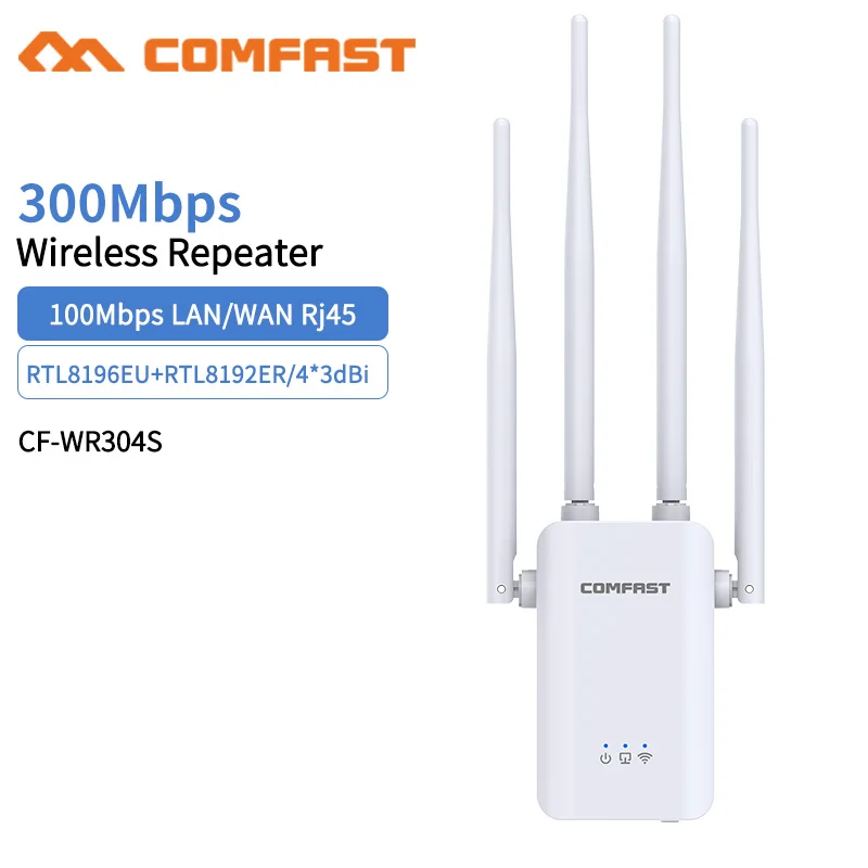 Ripetitore Wifi A Lungo Raggio Da 300Mbps Estensore Segnale Wi-Fi Da 2.4Ghz Antenna 4 * 3Dbi Wi Fi Coverage Booster Home Repetidor De Sinal