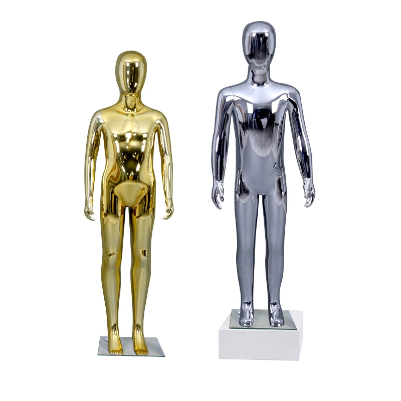 

Mannequin Manufacturer Boutique Gold Silver Kids Clothing Mannequins PE Full Body Child Mannequin for Sale
