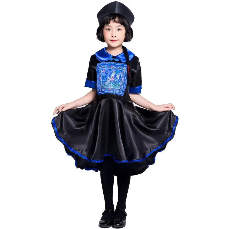Children Zombie Cosplay Costume Girls Boys Qing Dynasty Role Play Halloween Ancient Small Zombies Stage Performance Costume