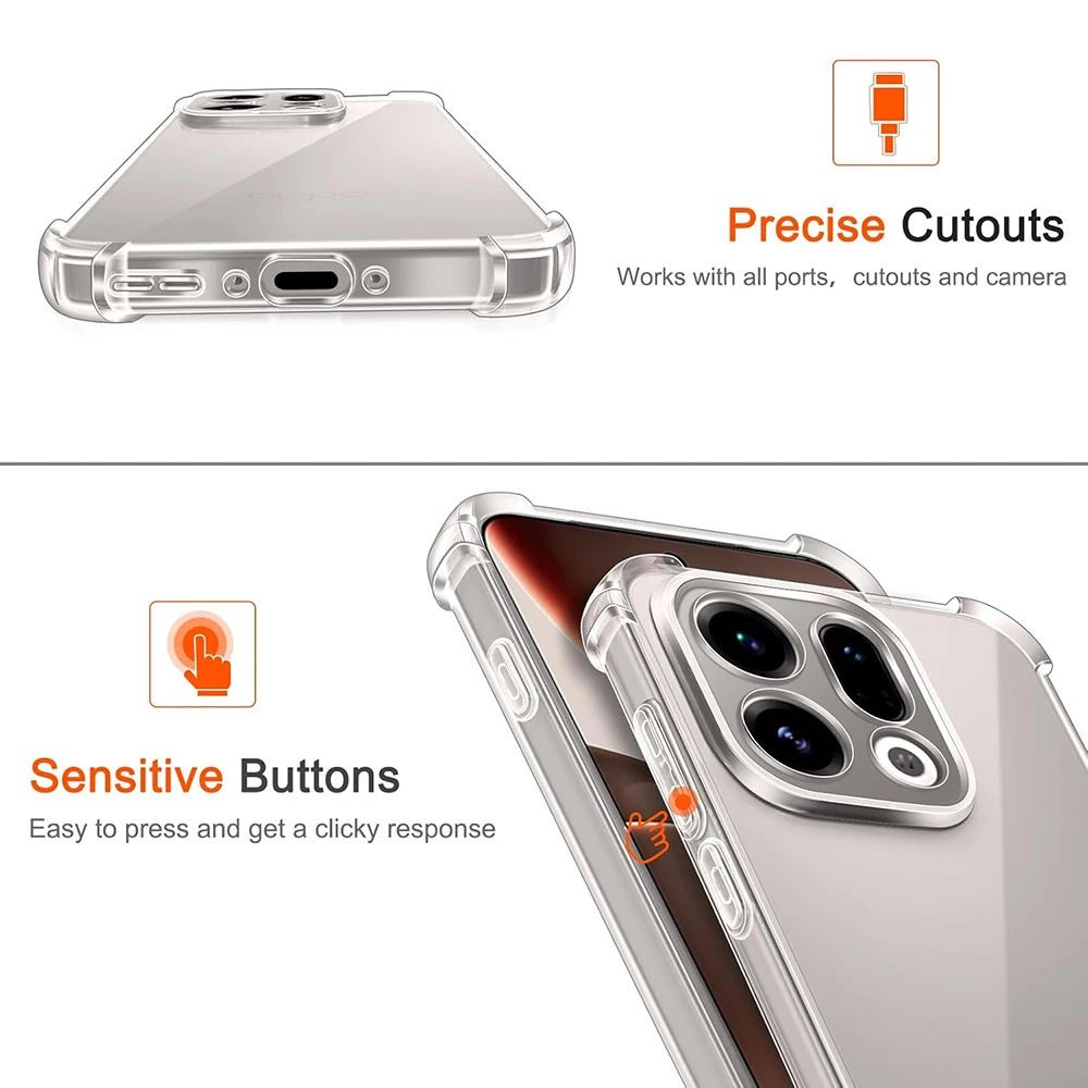 Shockproof Silicone Soft Transparent Shell - Ultra Thin Clear TPU Back Cover