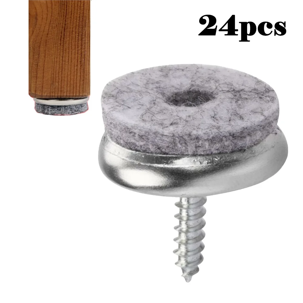 Description Picture 3 of item24Pcs 18mm Furniture Felt Pads Slider Glide Pad For Furniture Feet Chair Leg Floor Protectors Screw Installation Reduce Noise