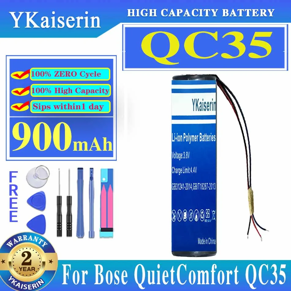 

YKaiserin Battery 750mAh/900mAh for Bose QuietComfort QC 35 QC35 II 45 QC45 Accumulator 3-wire Bateria + Free Tools