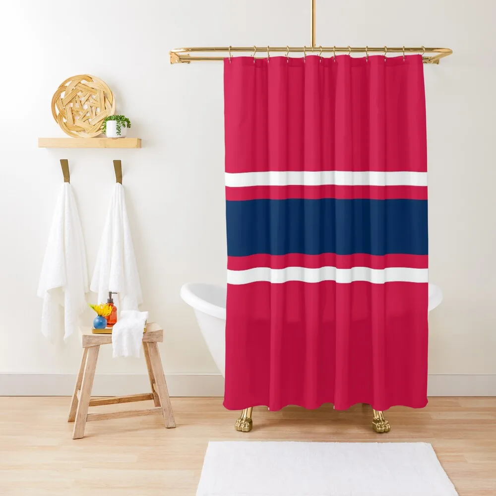 

Navy, White, & Red Power Stripe Shower Curtain For The Bathroom Transparent Bathroom Shower Shower Set Curtain