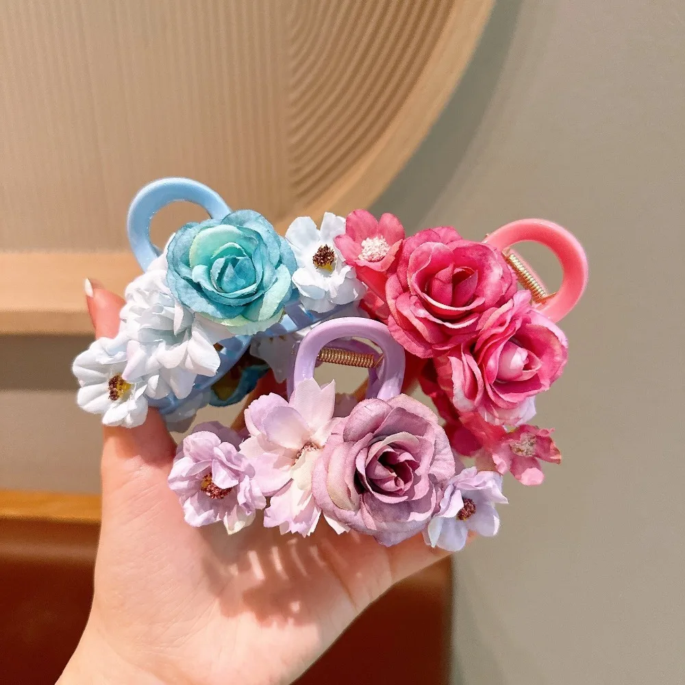 

Тканевая одежда для девушек с искусственными цветами заколка для волос модный темпераментный красивый большой краб для волос заколка Сладкий Искусственный цветок зажим для акулы