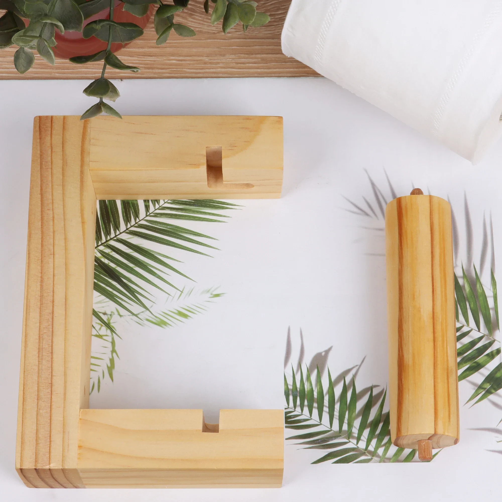 Wooden Nail-free Square Paper Towel Holder bathroom hardwares Kitchen Toilet Roll paper towel holder toilet paper holder toilet roll holder