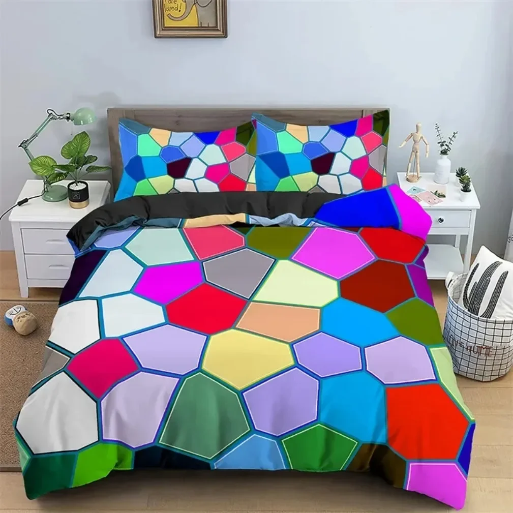 New Simple Modern Geometric Bedding Set, Geometric Trapezoid Printed Duvet Cover,Single Double Bed Quilt Cover And Pillowcase