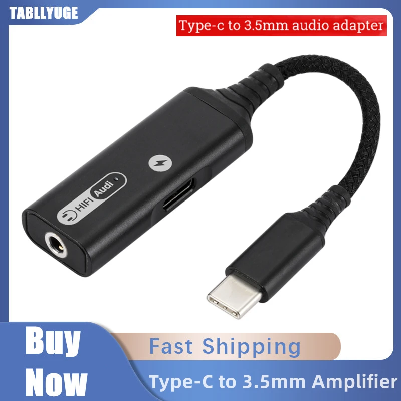 Type-C to 3.5mm HIFI DAC earphone Amplifier 60W PD USB Headphone Jack audio adapter 32bit 384kHz Digital Decoder AUX Converter