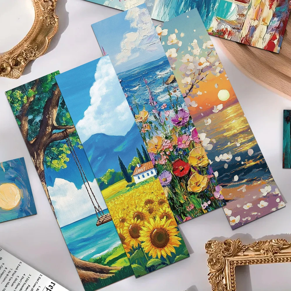 30pcs Romantic Oil Painting Bookmarks For Reading DIY School Stationary
