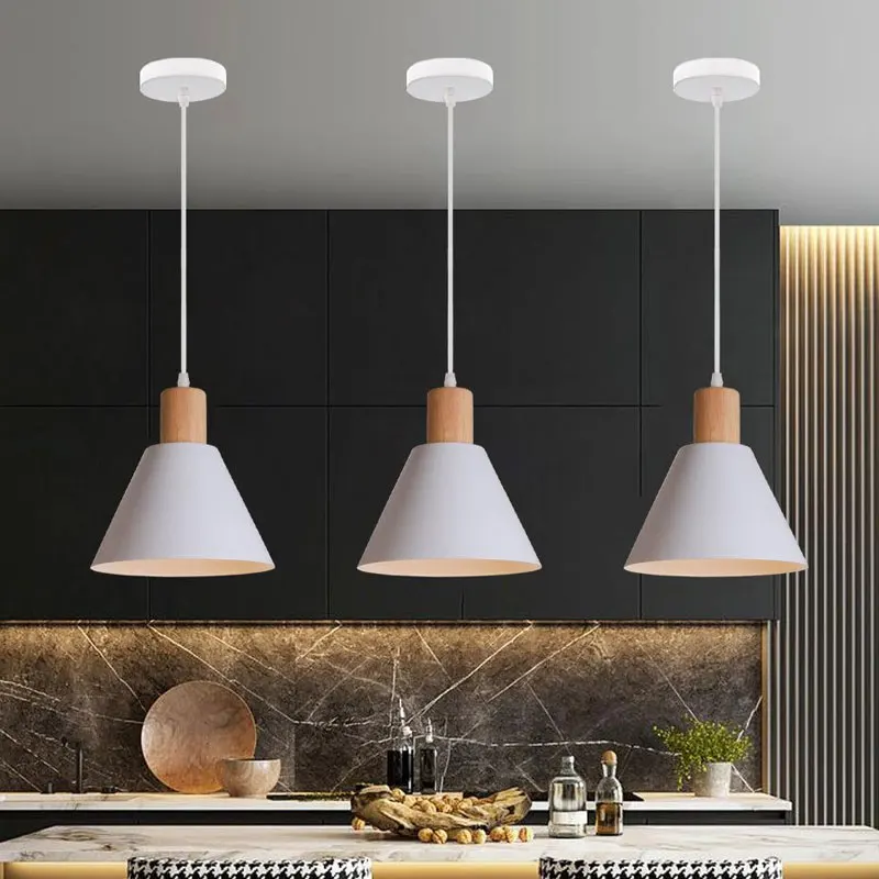 

Nordic Minimalist Chandelier Solid Wood Iron Art Lamp Bedroom Living Room Restaurants Lighting Hotel Cafe LED Lightings Fixtures