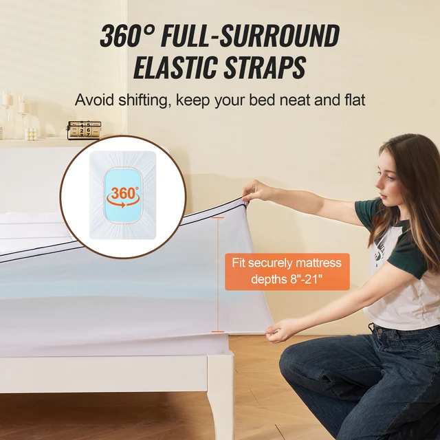 VEVOR Coprimaterasso Misura Queen Memory Foam Spessore 76,2 mm, Imbottitura in Fibra Lavabile Sfoderabile, Rinfrescante e Traspirante, con Tasca sul Comodino Removibile, Alleviare Pressione Corporea 6