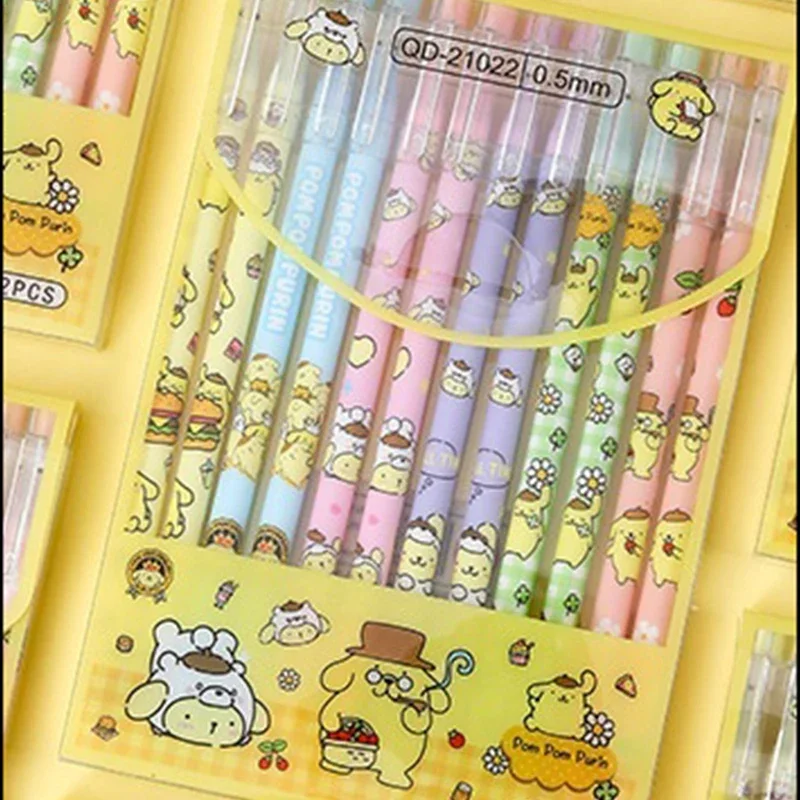 12 개/상자 Sanrio Cinnamoroll Pom Pom Purin Kuromi 학교..