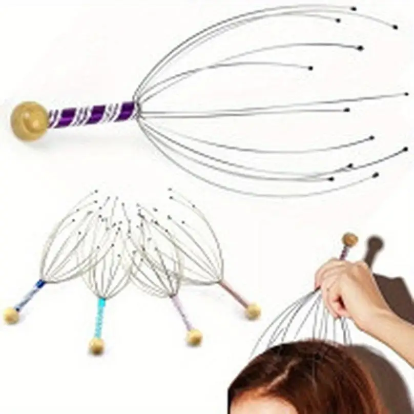 New Octopus Head Massager Scalp Relaxation Relief Muscle Tension Tiredness Metal Head Massager Instrument(Random Color)