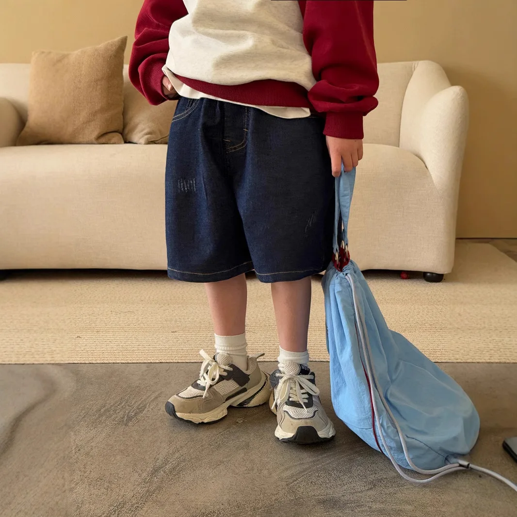 Children Clothes Boys Denim Shorts Summer New Korean Style Loose Casual All Matching Kids Simple Casual Denim Shorts