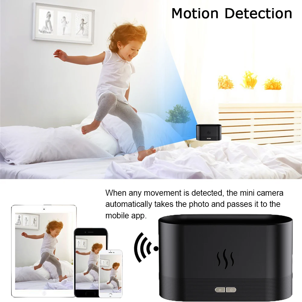4K HD Mini WiFi Camera 1080P HD Mist Humidifier Camera Motion Detection Home Security Monitor Remote View Video Recorder DVR Cam 6