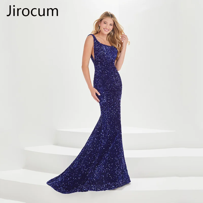 

Jirocum Sequin Mermaid Prom Dress Women's Sexy Backless Formal Dinner Party Evening Gowns Shiny Trumpet Celebrity Vestido De