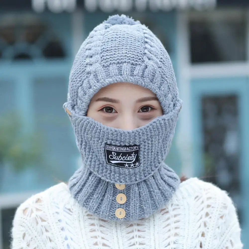 

Casual Women Hat Comfortable Knitted Hat Super Soft Winter Knitted Hat with Neck Warmer Face Cover Keep Warm