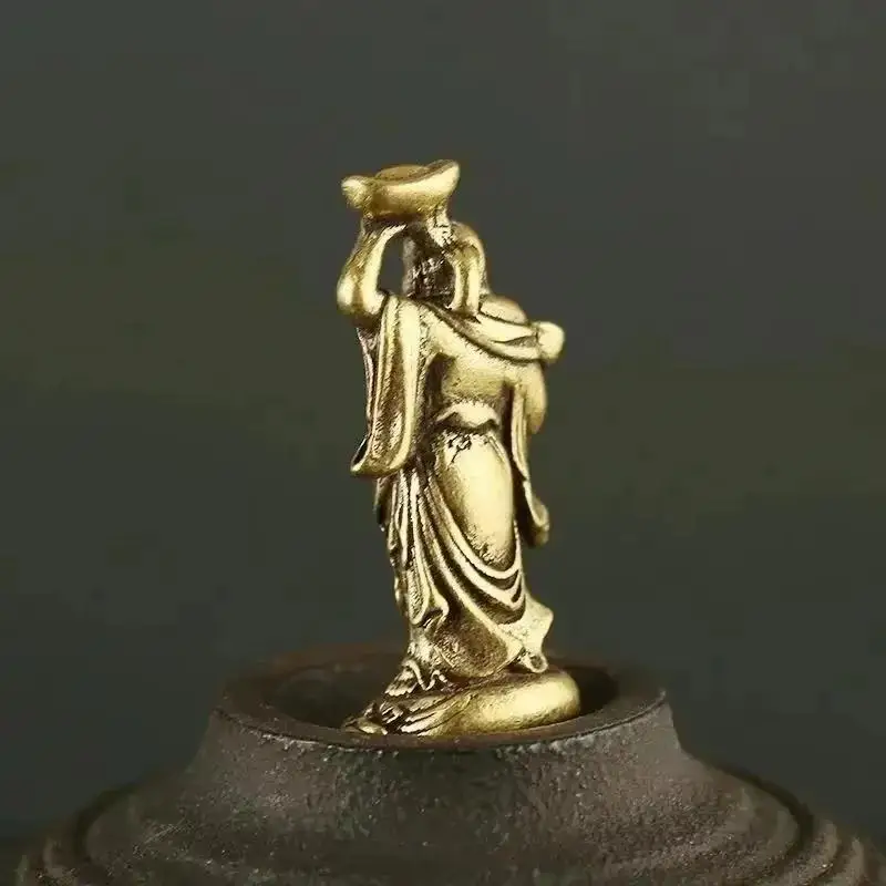 Copper Maitreya Buddha Miniatures Figurines Pocket Brass Small Statue Ornaments Home Decor Craft For Living Room Desk Decoration