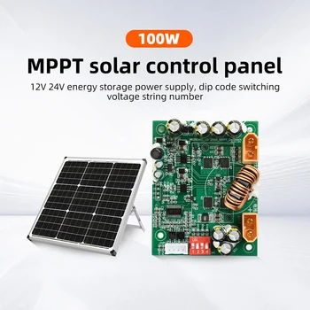 Regolatore Solare MPPT Intelligente da 100W per Sistemi di Accumulo Energetico 12V e 24V con Interruttore DIP per Selezione di Tensione e Numero di Stringhe