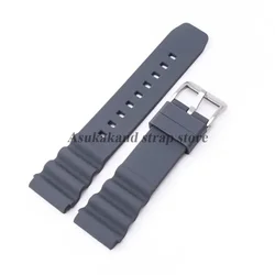 Silicone Strap Waterproof Diving Bracelet - Sport Watchband - 22mm (Grey - Silver)