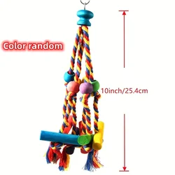 Colorful Bird Accessory: Durable Wooden Chewing and Training Toy (Red)
