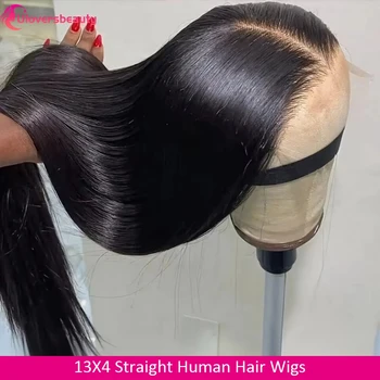 Parrucca in Capelli Umani con Pizzo HD 13x4, Capelli Lisci Brasiliani, Parrucca Senza Colla, Lunghezze 22 30 32 34 Pollici, Parrucche in Capelli Umani per Donna