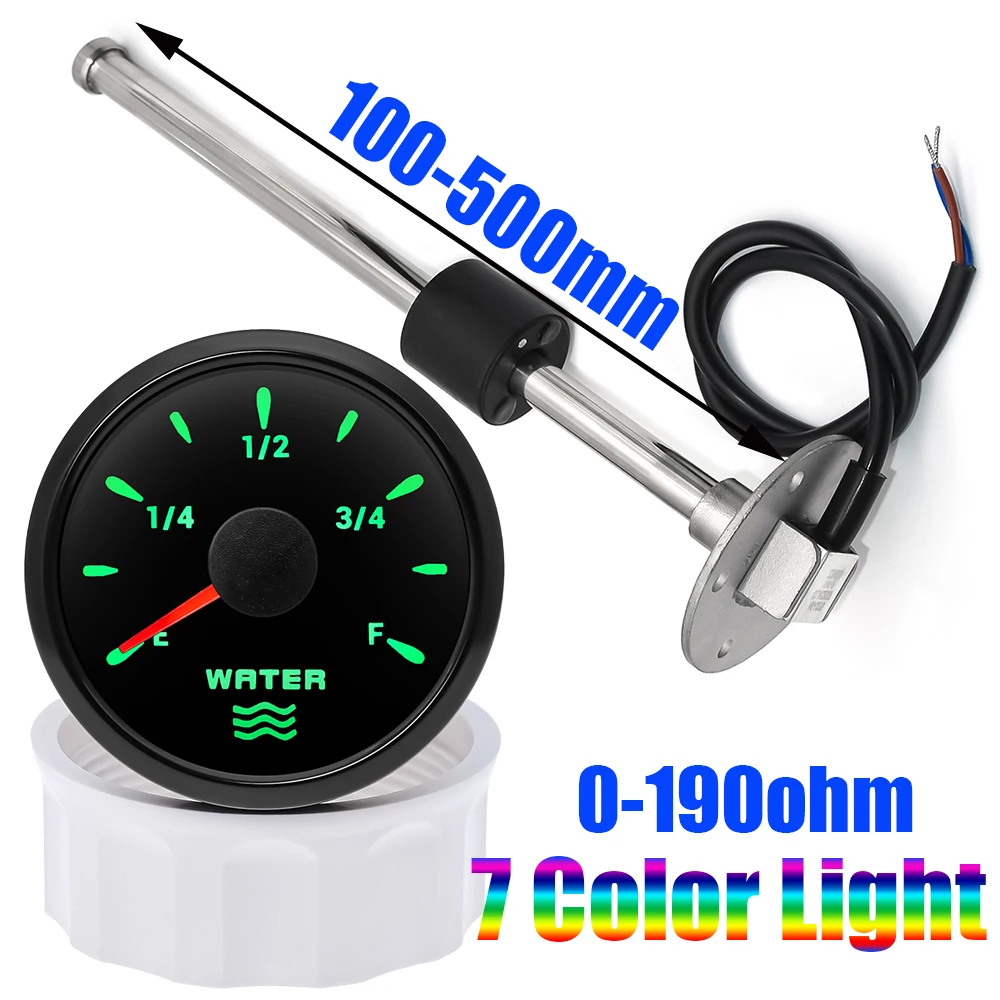 0-190-Ohm-Water-Level-Sensor-52mm-Water-Level-Gauge-with-7-Color ...