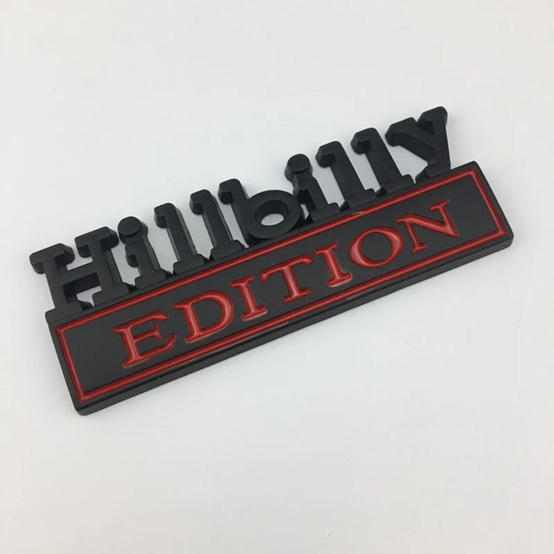 4 Colors 1X 3D Chrome Black Red ABS Emblem Hillbilly EDITION Badge Car Tail Side Sticker Accessories |