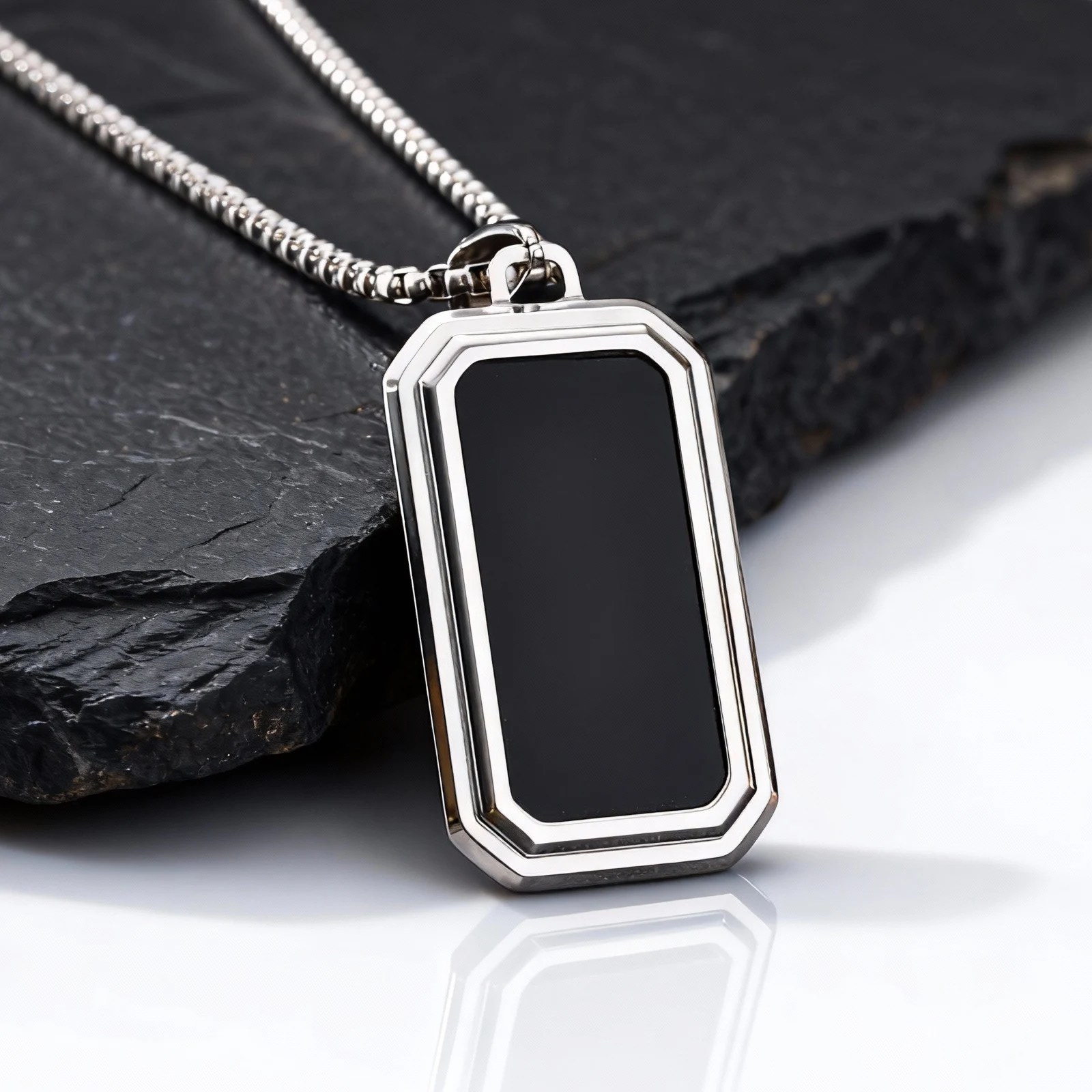 Wasserdichte Dogtag-Halskette für Männer und Jungen, stilvolle Edelstahl-Anhänger-Halskette, Geburtstags-Vater-Geschenk